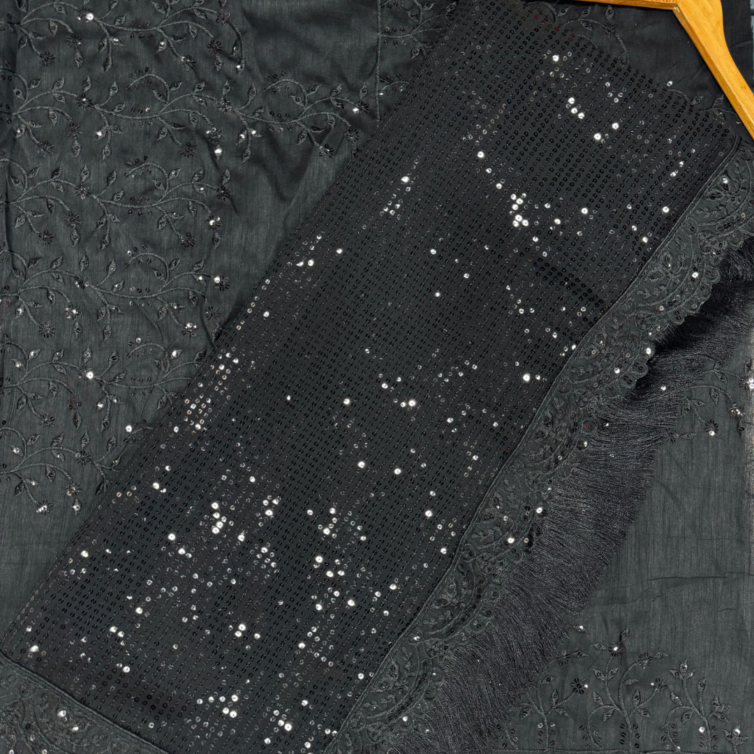 Black Georgette saree embellished with Sequin