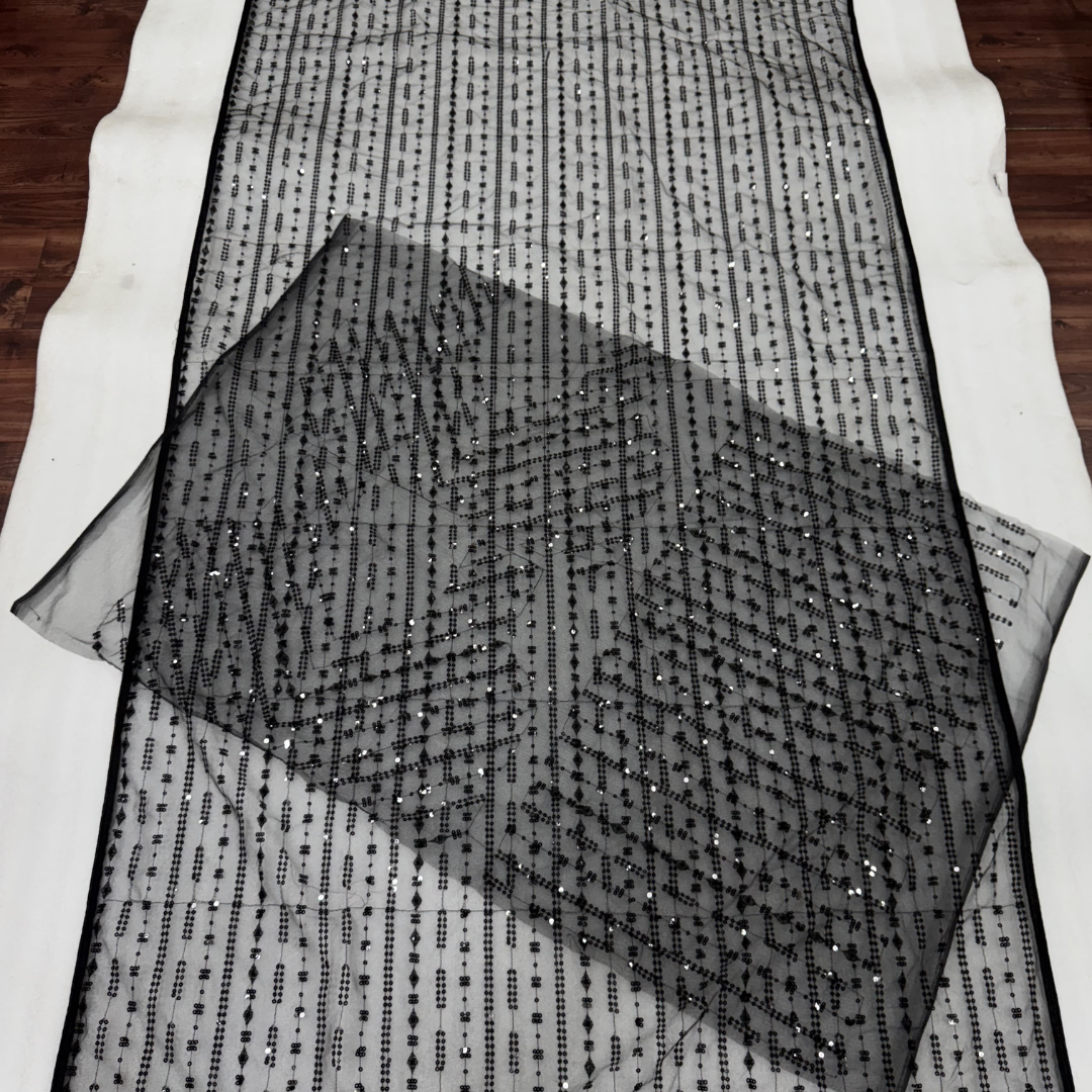 Black Georgette saree embellished with Sequin - Net