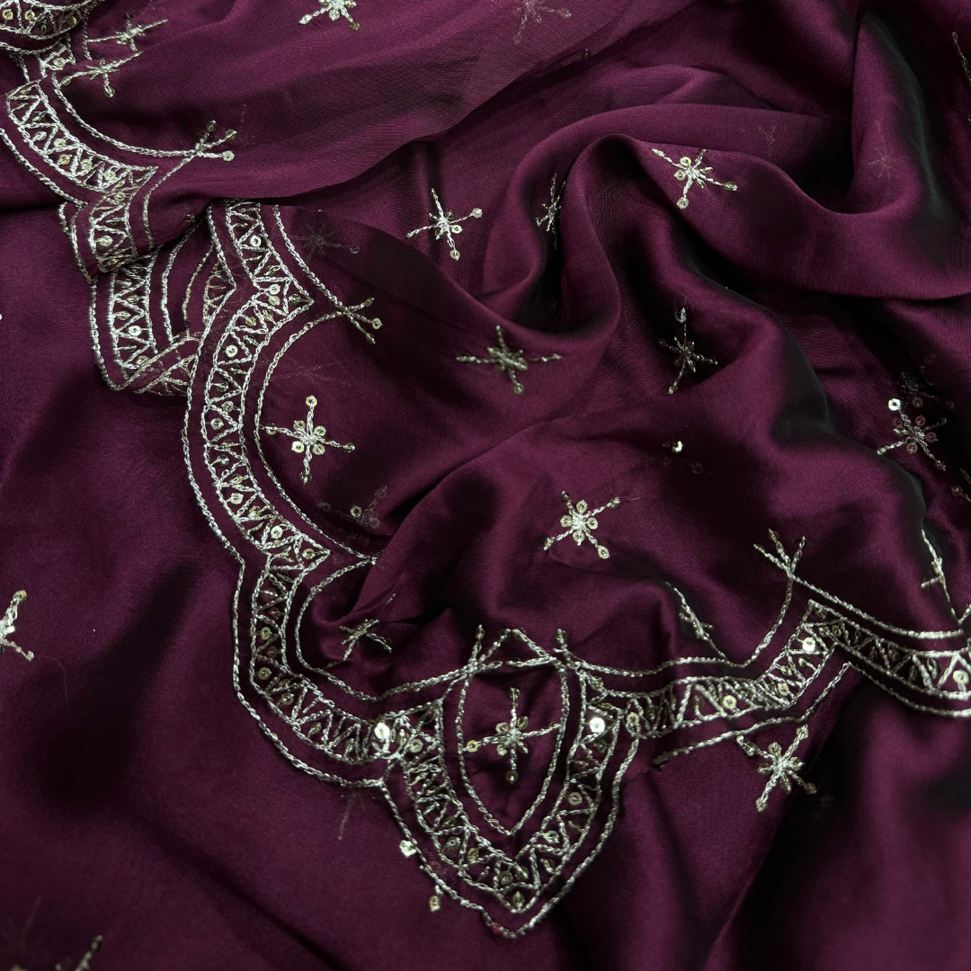 Wine Rangoli Silk saree embellished with Stitched Blouse