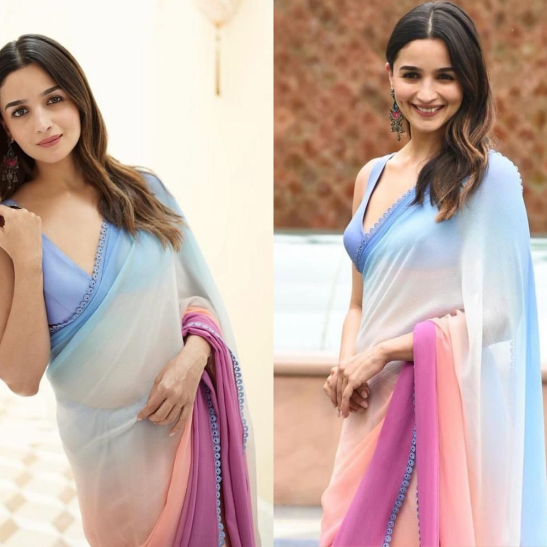 Triple Shade georgette saree X Alia Bhatt