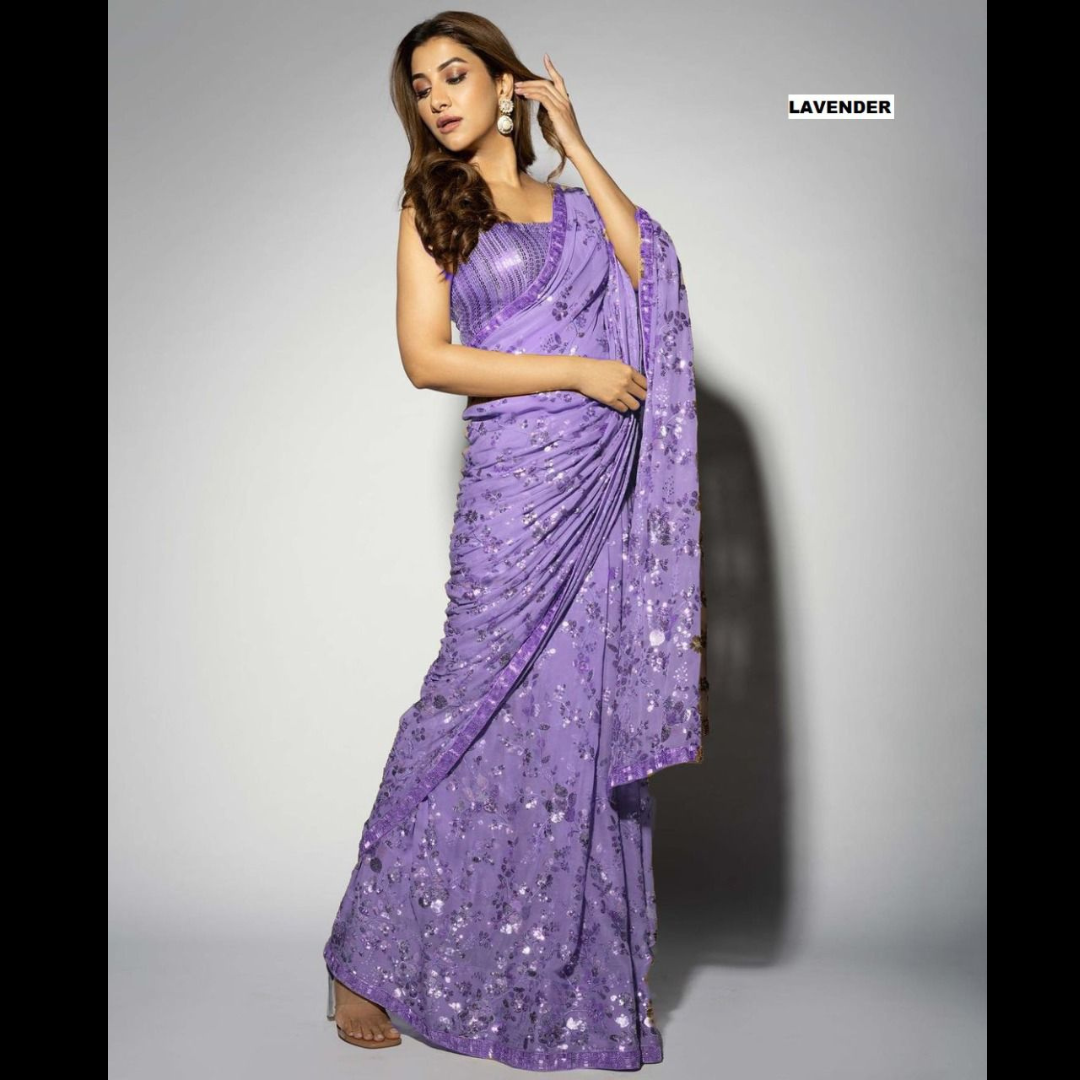 Lavender Georgette saree embellished with Sequin