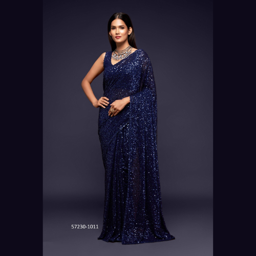 Royal Blue Georgette saree embellished with sequin