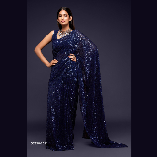 Royal Blue Georgette saree embellished with sequin