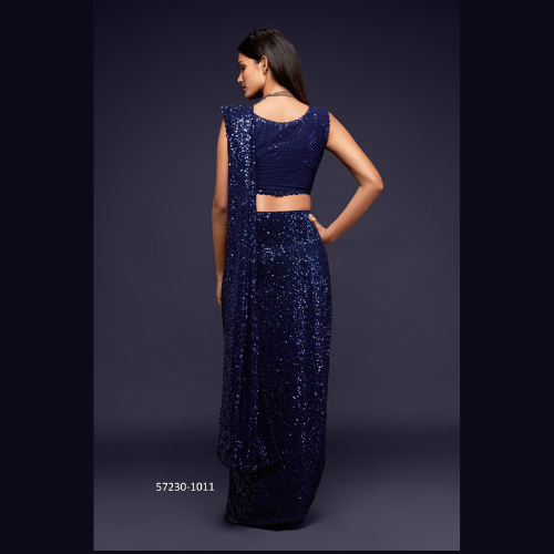 Royal Blue Georgette saree embellished with sequin