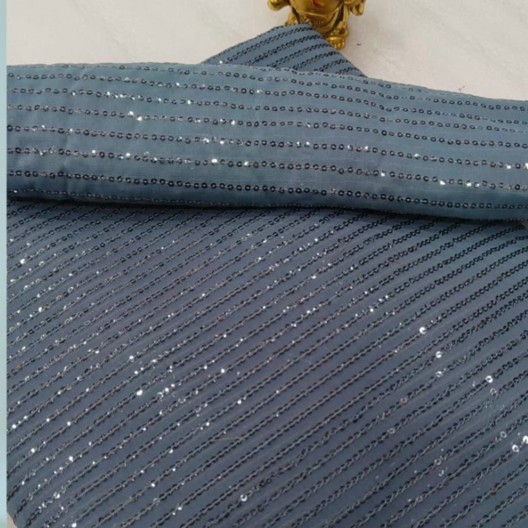 Grey Georgette saree embellished with sequin lining
