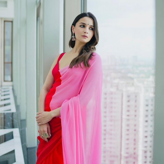 Dual Shade georgette saree X Alia Bhatt