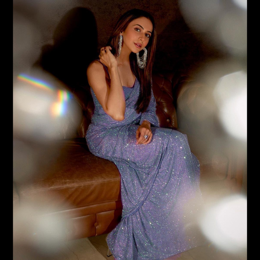 Blue Georgette saree embellished with Sequin