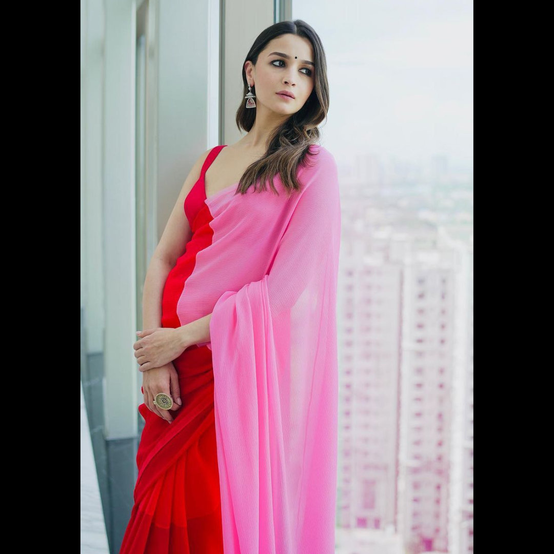 Dual Shade georgette saree X Alia Bhatt