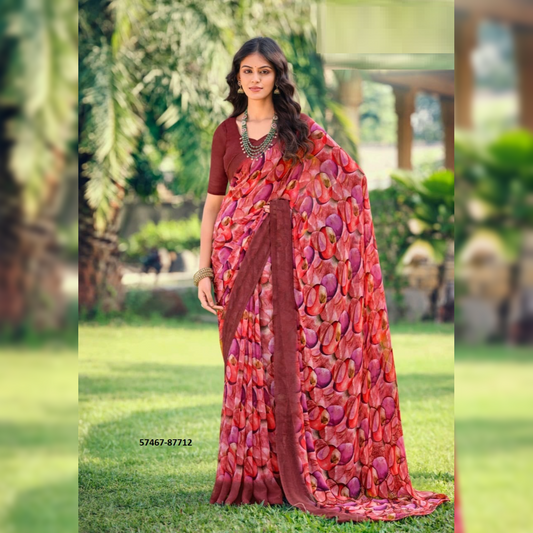 Ethereal Multicolor Printed Georgette Saree – A Must-Have for Fashion-Forward Women