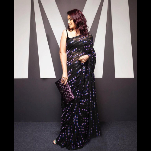 Black Shimmer Georgette saree embellished with Sequin