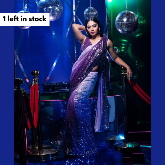 Purple Georgette saree embellished with Sequin