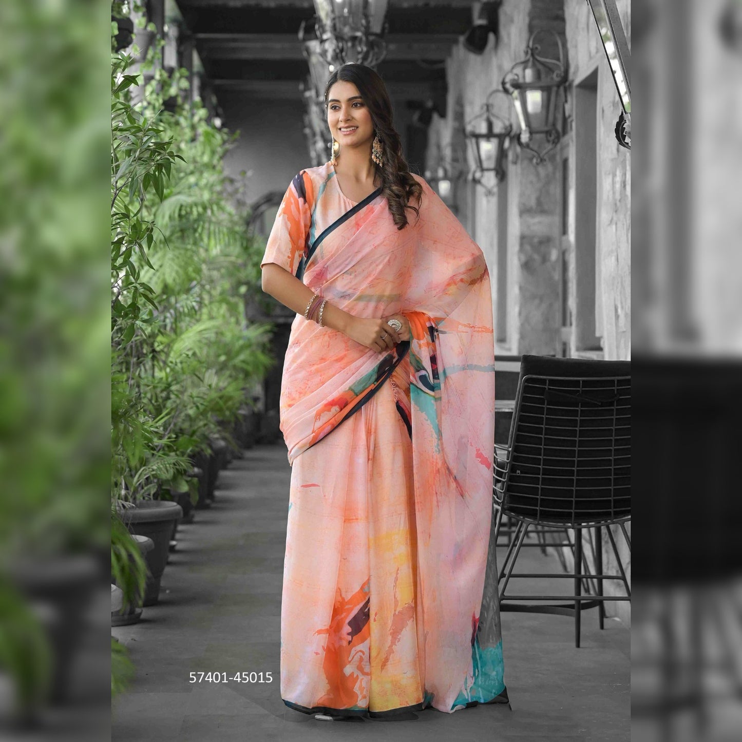 Whimsical Multicolor Gown Saree with Eye-Catching Patterns – A Must-Have for Stylish Celebrations