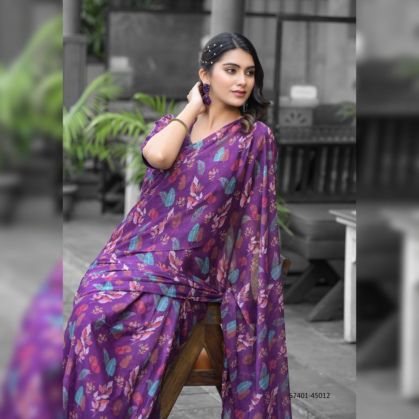 Multicolor Gown Saree - Lightweight Imported Georgette with Eye-Catching Prints for Modern Women