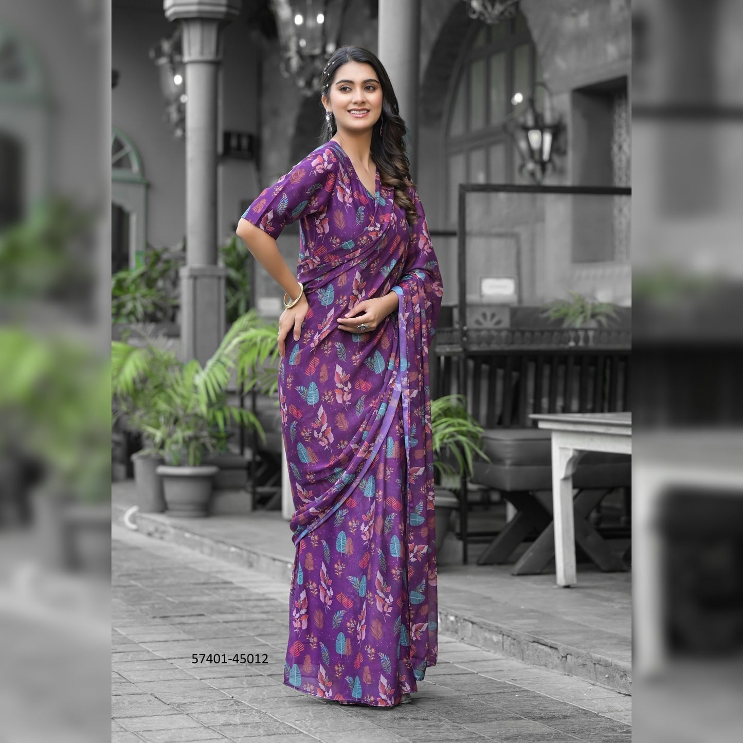 Multicolor Gown Saree - Lightweight Imported Georgette with Eye-Catching Prints for Modern Women