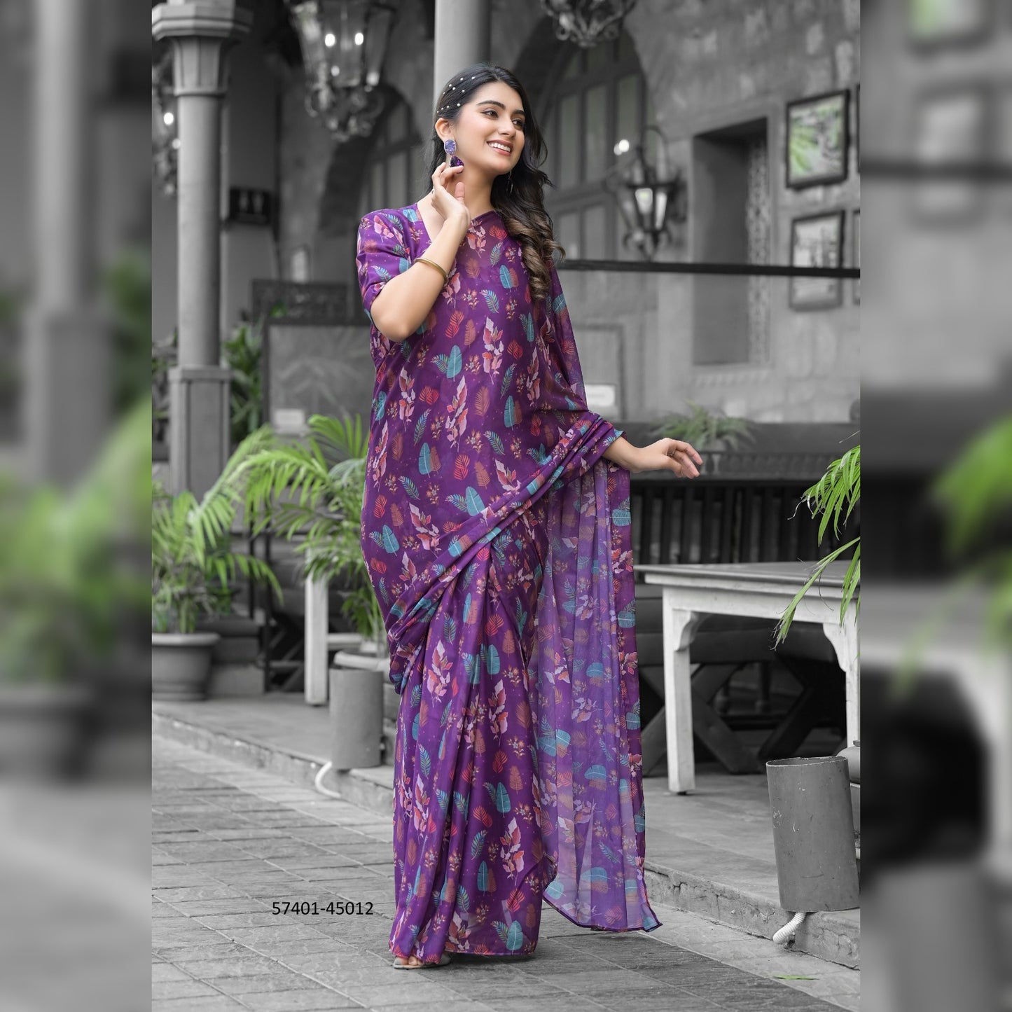 Multicolor Gown Saree - Lightweight Imported Georgette with Eye-Catching Prints for Modern Women