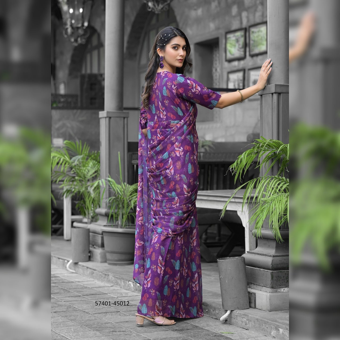 Multicolor Gown Saree - Lightweight Imported Georgette with Eye-Catching Prints for Modern Women