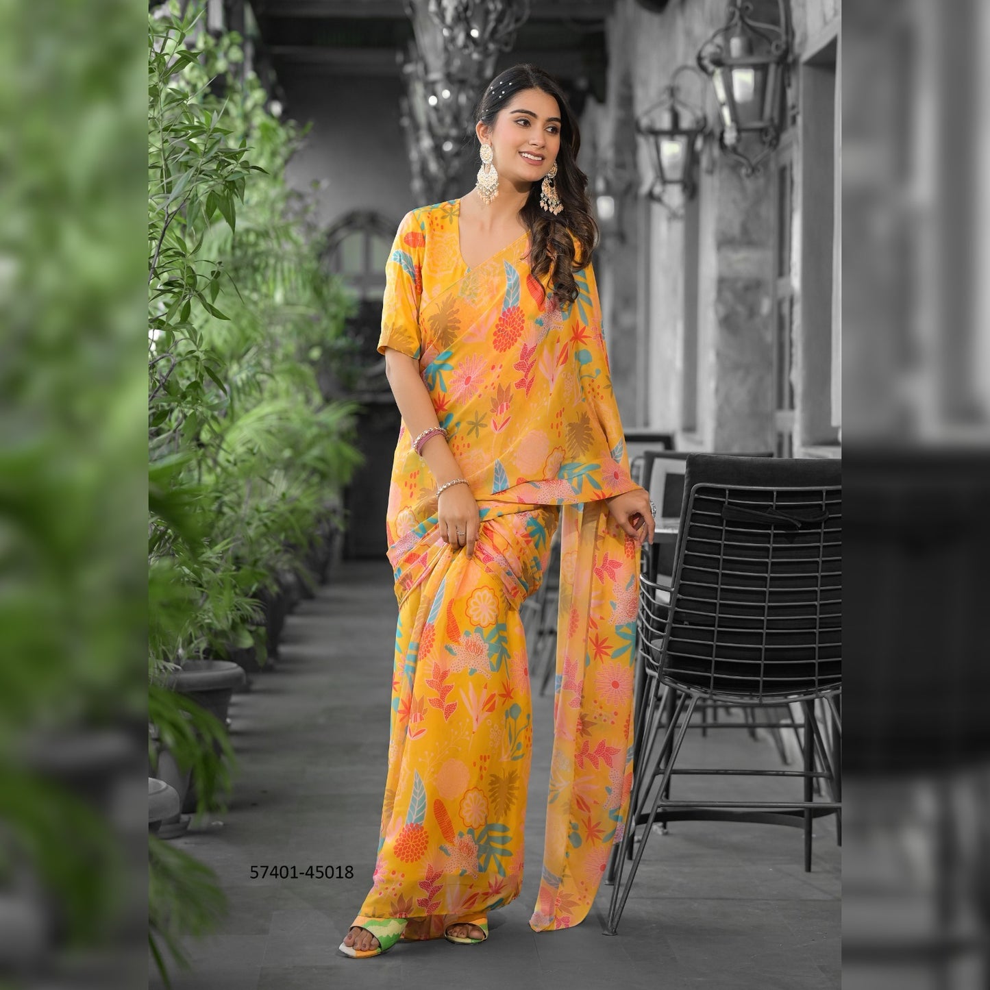 Gorgeous Multicolor Printed Gown Saree by Vibrant Attire-Elevate Your Wardrobe with Stunning Colors & Unique Patterns