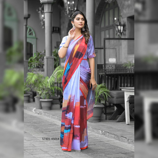Multicolor Printed Gown Saree - Luxurious Imported Georgette Fabric for a Flawless Look at Any Event